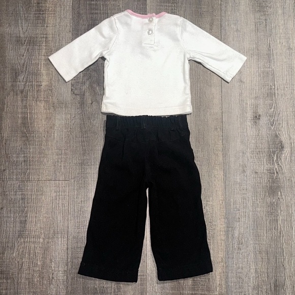 Baby Girls Size 6-9 Months Black & White Outfit with Pink Rose Embroidery - Picture 3 of 6
